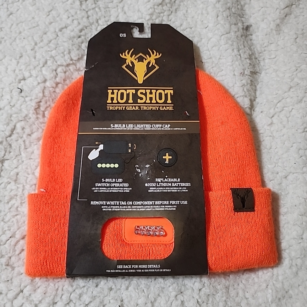 HOT SHOT 5- Led Lighted Cuff Cap Orange One Size